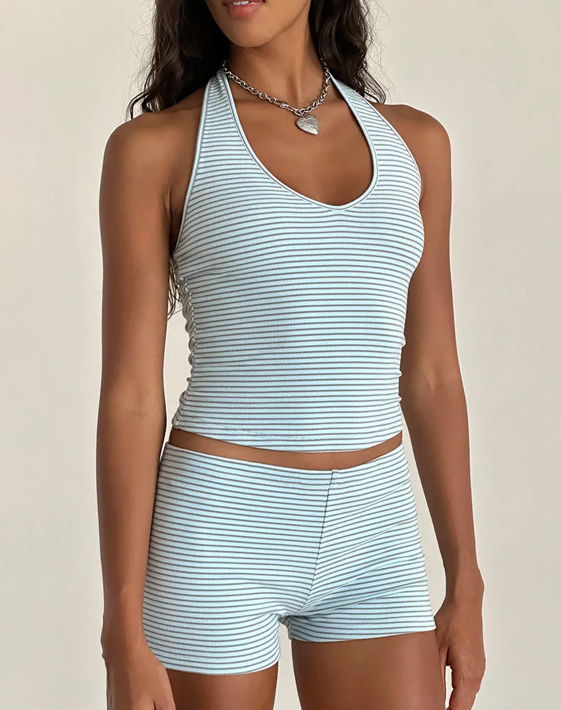 Sera Micro Short in Blue and Grey Jersey Stripe