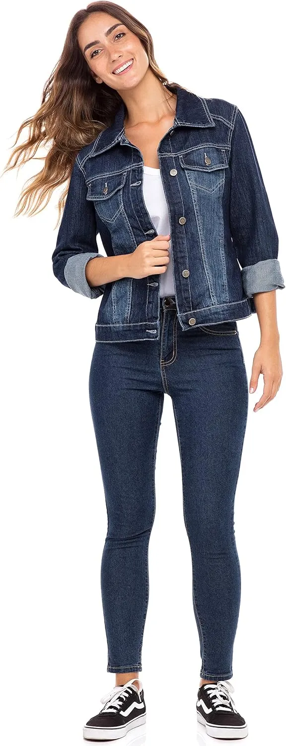 Skylinewears Womens Vintage Western Denim Jacket  Classic Button-Up Long Sleeve Jean Jacket