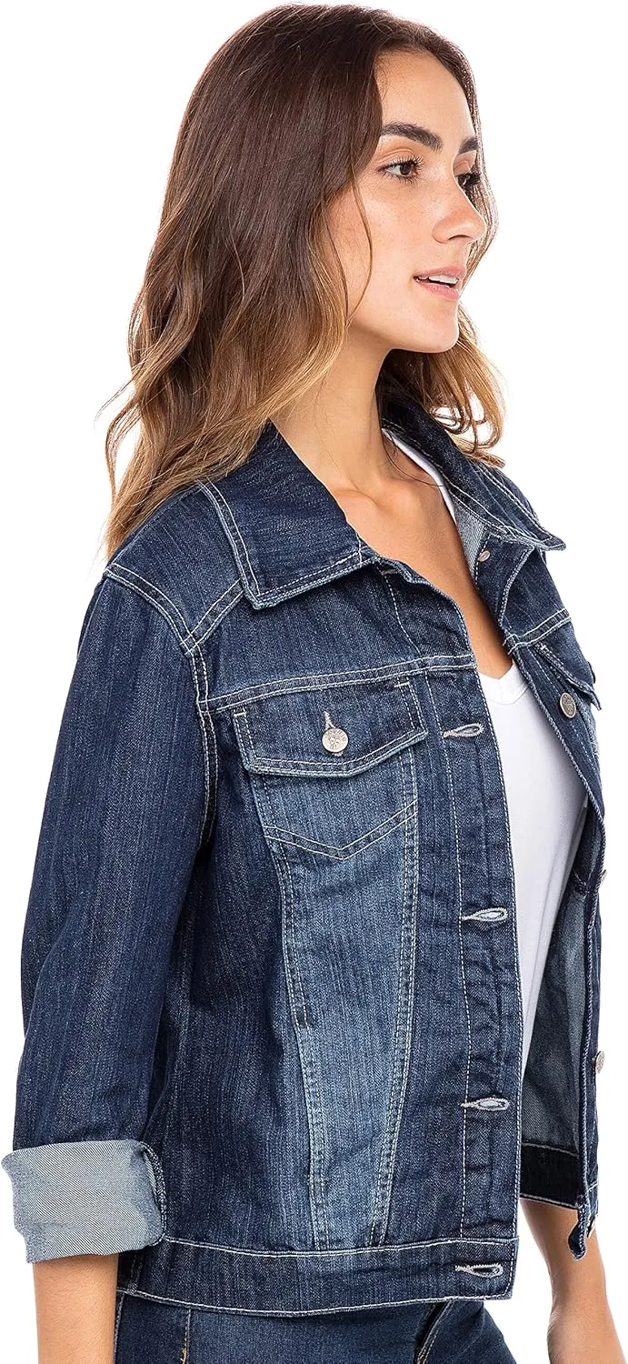 Skylinewears Womens Vintage Western Denim Jacket  Classic Button-Up Long Sleeve Jean Jacket