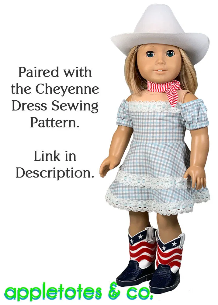 Stars and Stripes Cowboy Boots ITH Embroidery Pattern for 18 Inch Dolls