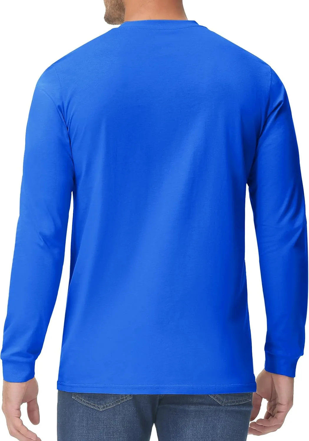 TACVASEN Men's Cotton Henley Shirts Long Slevee 3-Button with Pocket Moisture Wicking Casual Shirts