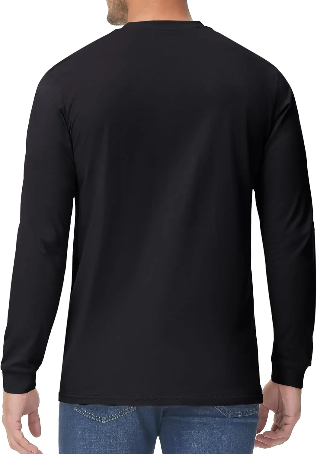 TACVASEN Men's Cotton Henley Shirts Long Slevee 3-Button with Pocket Moisture Wicking Casual Shirts
