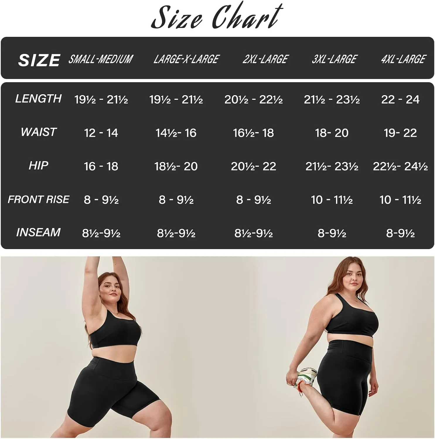 TNNZEET 2 Pack Plus Size Biker Shorts for Women - 8" Black High Waisted Tummy Control Spandex Workout Shorts (XL-4XL)