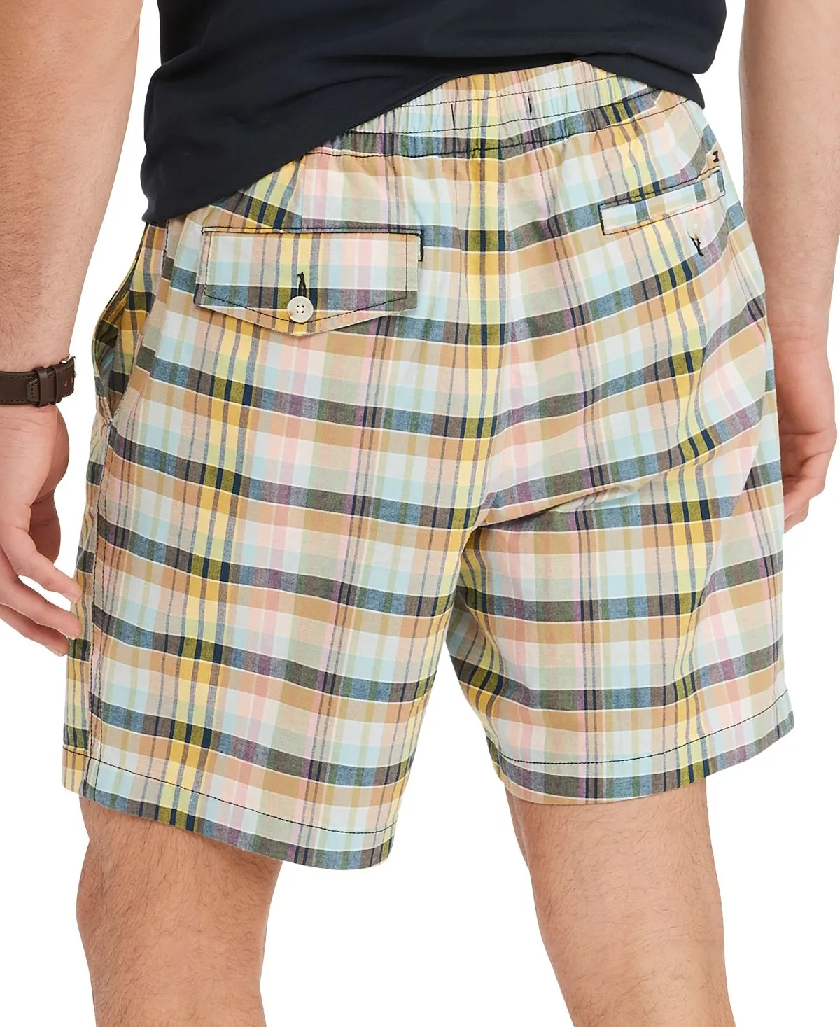 Tommy Hilfiger Men's Th Flex Plaid Theo 7 Stretch Waistband Shorts Pink Size Medium