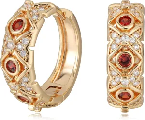 VACRONA Gold Hoop Earrings for Women | 14K Gold Plated 925 Sterling Silver Posts Blue CZ Red Cubic Zirconia Lightweight Trendy Huggie Hoops Earrings Gifts