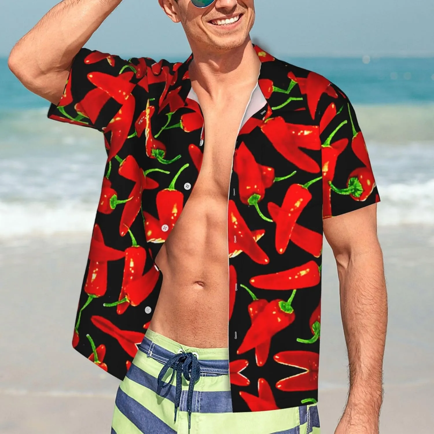 Vintage Sunflower Black Background Mens Hawaiian Shirt Short Sleeve Casual Button Up Tropical Summer Beach Shirt