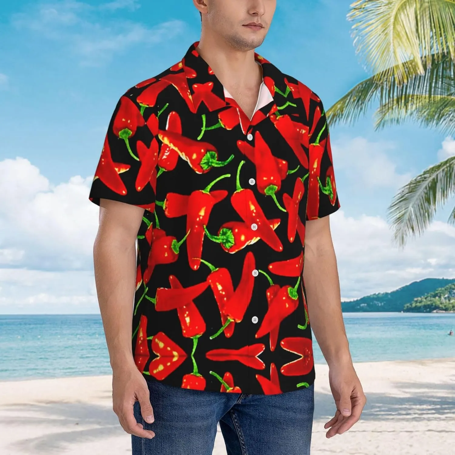 Vintage Sunflower Black Background Mens Hawaiian Shirt Short Sleeve Casual Button Up Tropical Summer Beach Shirt